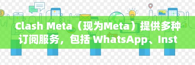 Clash Meta（现为Meta）提供多种订阅服务，包括 WhatsApp、Instagram、Facebook 等。以下是设置订阅的基本步骤