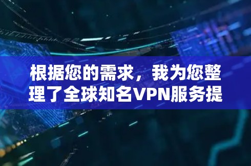 根据您的需求，我为您整理了全球知名VPN服务提供商的简要信息，帮助您选择最适合的服务