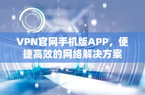 VPN官网手机版APP，便捷高效的网络解决方案
